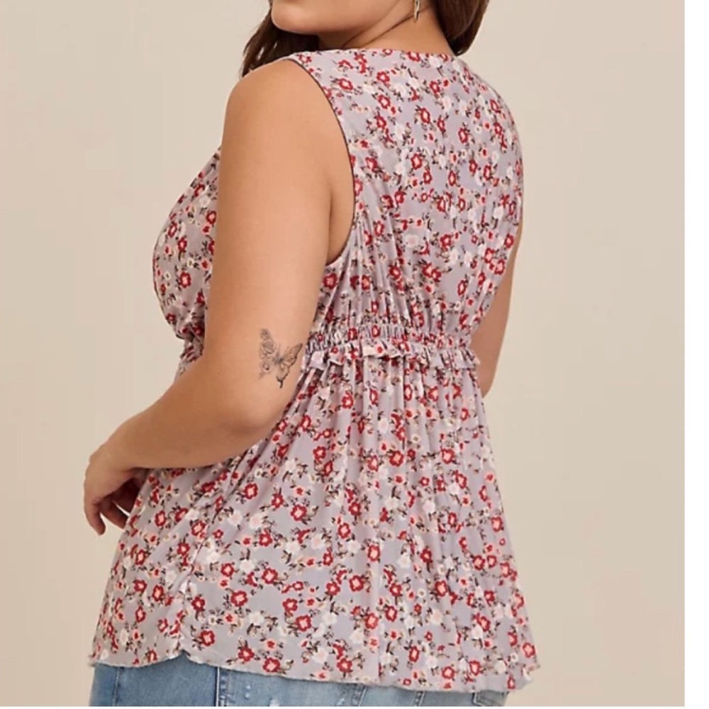 Babydoll Mesh V Neck Tank - Picture 3 of 7